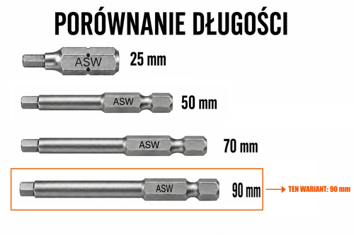 BIT IMBUSOWY WEKADOR HEX 2 × 90 MM – CHWYT 1/4″ PROFESSIONAL 8