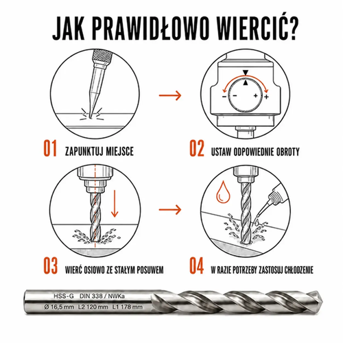WIERTŁO SZLIFOWANE HSS-G DIN 338 FI. 16,5 MM DO METALU 6