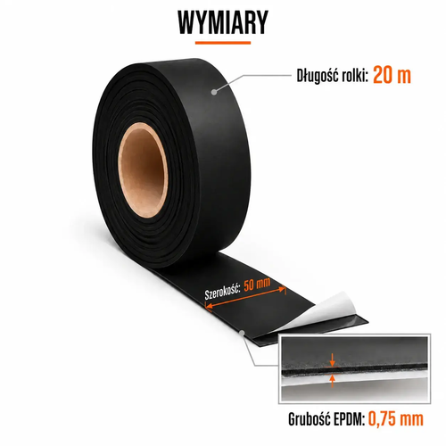 FARTUCH EPDM NA PEŁNYM KLEJU 0,75 x 50mm x 20 mb