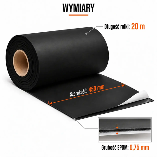 FARTUCH EPDM NA PEŁNYM KLEJU 0,75 x 450mm x 20 mb