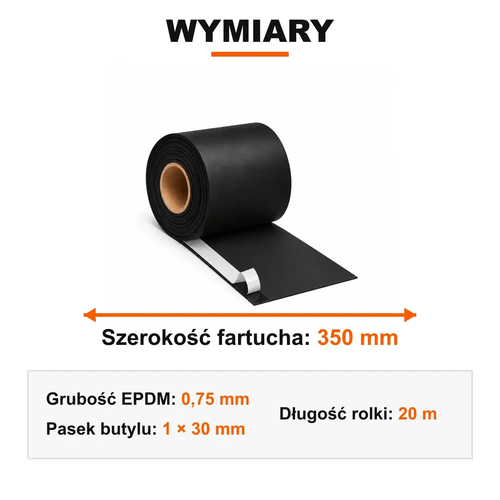 FARTUCH EPDM Z PASKIEM BUTYLU 30mm 0,75 x 350mm x 20 mb