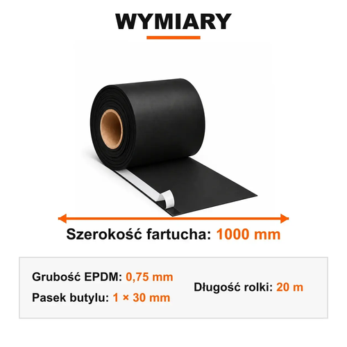 FARTUCH EPDM Z PASKIEM BUTYLU 30mm 0,75 x 1000mm x 20 mb