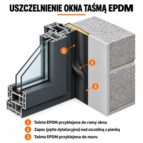 FARTUCH EPDM Z DWOMA PASKAMI BUTYLU 15mm 0,75 x 350mm x 20 mb