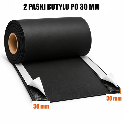 FARTUCH EPDM Z DWOMA PASKAMI BUTYLU 30mm 0,75 x 200mm x 20 mb