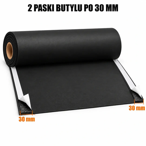 FARTUCH EPDM Z DWOMA PASKAMI BUTYLU 30mm 0,75 x 800mm x 20 mb