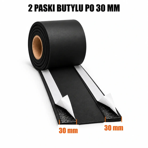 FARTUCH EPDM Z DWOMA PASKAMI BUTYLU 30mm 0,75 x 50mm x 20 mb