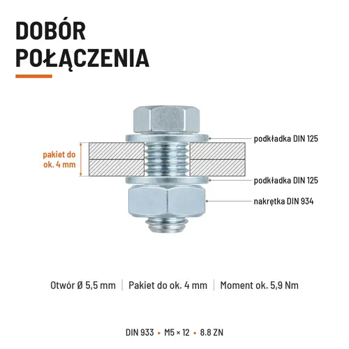 ŚRUBA SZEŚCIOKĄTNA DIN 933 M5X12 KLASA 8.8 OCYNK GALWANICZNY