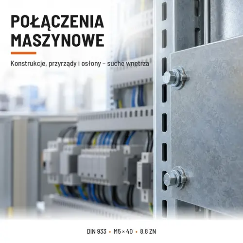 ŚRUBA SZEŚCIOKĄTNA DIN 933 M5X40 KLASA 8.8 OCYNK GALWANICZNY