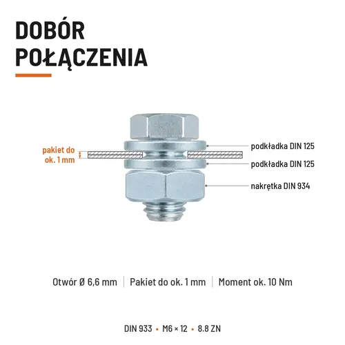 ŚRUBA SZEŚCIOKĄTNA DIN 933 M6X12 KLASA 8.8 OCYNK GALWANICZNY
