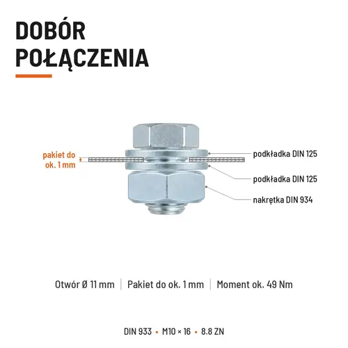 ŚRUBA SZEŚCIOKĄTNA DIN 933 M10X16 KLASA 8.8 OCYNK GALWANICZNY
