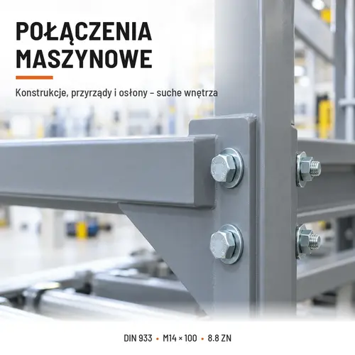 ŚRUBA SZEŚCIOKĄTNA DIN 933 M14X100 KLASA 8.8 OCYNK GALWANICZNY