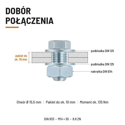 ŚRUBA SZEŚCIOKĄTNA DIN 933 M14X30 KLASA 8.8 OCYNK GALWANICZNY