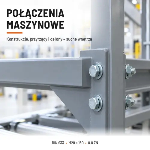 ŚRUBA SZEŚCIOKĄTNA DIN 933 M20X160 KLASA 8.8 OCYNK GALWANICZNY