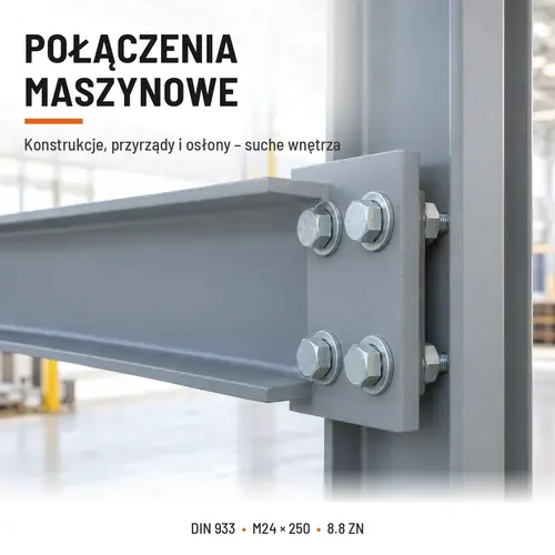 ŚRUBA SZEŚCIOKĄTNA DIN 933 M24X250 KLASA 8.8 OCYNK GALWANICZNY