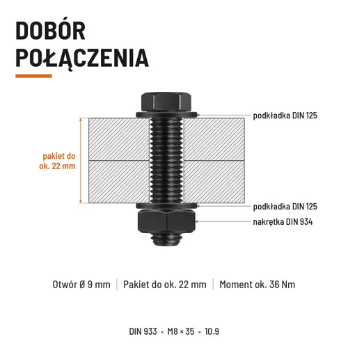 ŚRUBA SZEŚCIOKĄTNA DIN 933 M8X35 KLASA 10.9 BEZ POKRYCIA