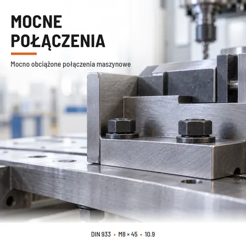 ŚRUBA SZEŚCIOKĄTNA DIN 933 M8X45 KLASA 10.9 BEZ POKRYCIA