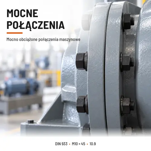 ŚRUBA SZEŚCIOKĄTNA DIN 933 M10X45 KLASA 10.9 BEZ POKRYCIA