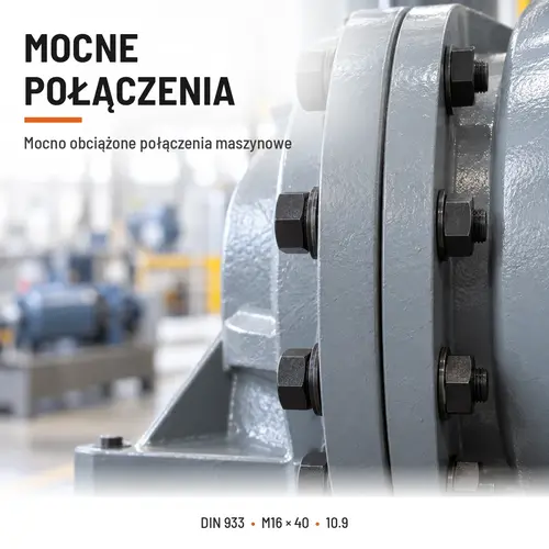 ŚRUBA SZEŚCIOKĄTNA DIN 933 M16X40 KLASA 10.9 BEZ POKRYCIA