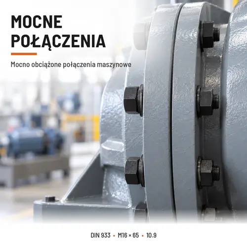 ŚRUBA SZEŚCIOKĄTNA DIN 933 M16X65 KLASA 10.9 BEZ POKRYCIA