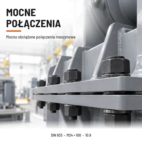 ŚRUBA SZEŚCIOKĄTNA DIN 933 M24X100 KLASA 10.9 BEZ POKRYCIA