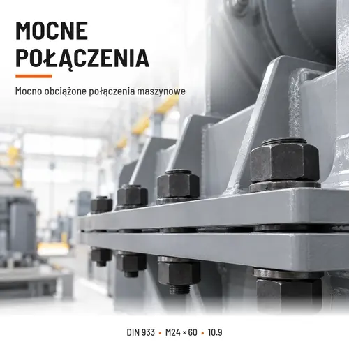 ŚRUBA SZEŚCIOKĄTNA DIN 933 M24X60 KLASA 10.9 BEZ POKRYCIA