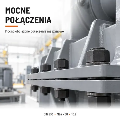 ŚRUBA SZEŚCIOKĄTNA DIN 933 M24X80 KLASA 10.9 BEZ POKRYCIA