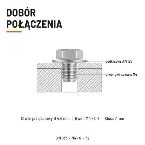 Śruba sześciokątna DIN 933 M4x6 pełny gwint A2 nierdzewna
