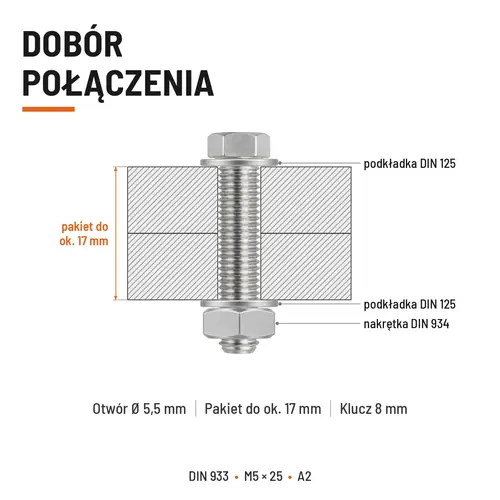 Śruba sześciokątna DIN 933 M5x25 pełny gwint A2 nierdzewna