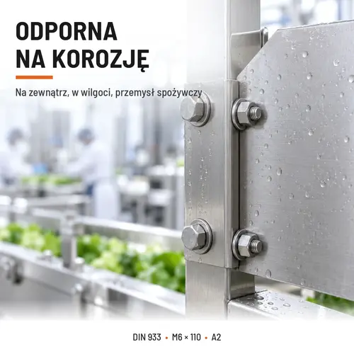 ŚRUBA SZEŚCIOKĄTNA DIN 933 M6X110 STAL NIERDZEWNA A2