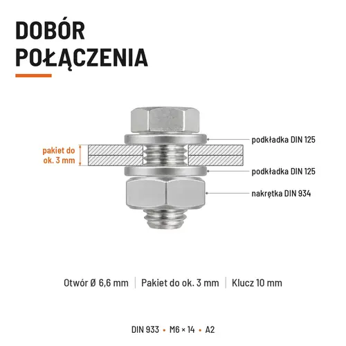 Śruba sześciokątna DIN 933 M6x14 pełny gwint A2 nierdzewna
