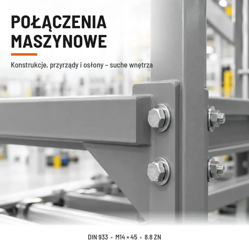 Śruba sześciokątna DIN 933 M14x45 pełny gwint 8.8 ocynkowana