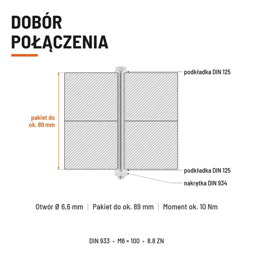 Śruba sześciokątna DIN 933 M6x100 pełny gwint 8.8 ocynkowana