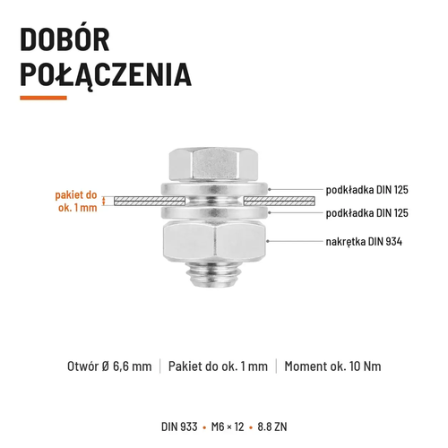 Śruba sześciokątna DIN 933 M6x12 pełny gwint 8.8 ocynkowana