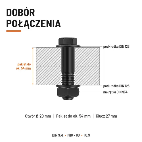 ŚRUBA DIN 931 M18x80 10,9 BEZ POKRYCIA