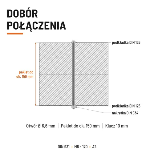 ŚRUBA SZEŚCIOKĄTNA DIN 931 M6x170 A2