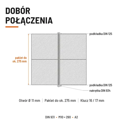 ŚRUBA SZEŚCIOKĄTNA DIN 931 M10x290 A2