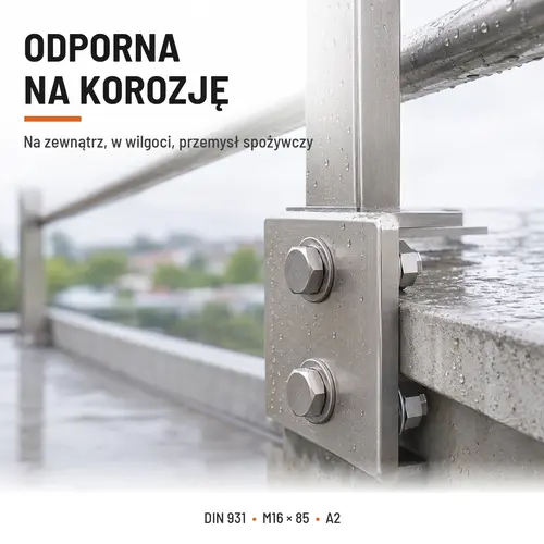 ŚRUBA SZEŚCIOKĄTNA DIN 931 M16x85 A2