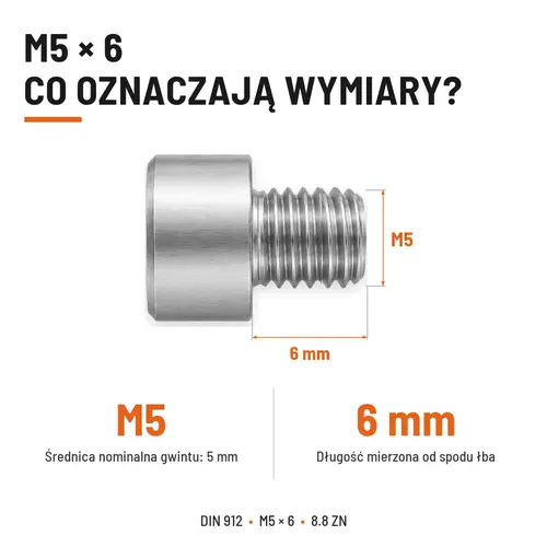 ŚRUBA IMBUSOWA DIN 912 M5X6 KLASA 8.8 OCYNK GALWANICZNY