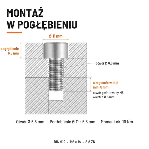 ŚRUBA IMBUSOWA DIN 912 M6X14 KLASA 8.8 OCYNK GALWANICZNY