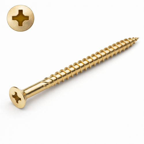 WKRĘT CIESIELSKI KONSTRUKCYJNY 10X160 Z ŁBEM STOŻKOWYM OCYNK ŻÓŁTY TX 1